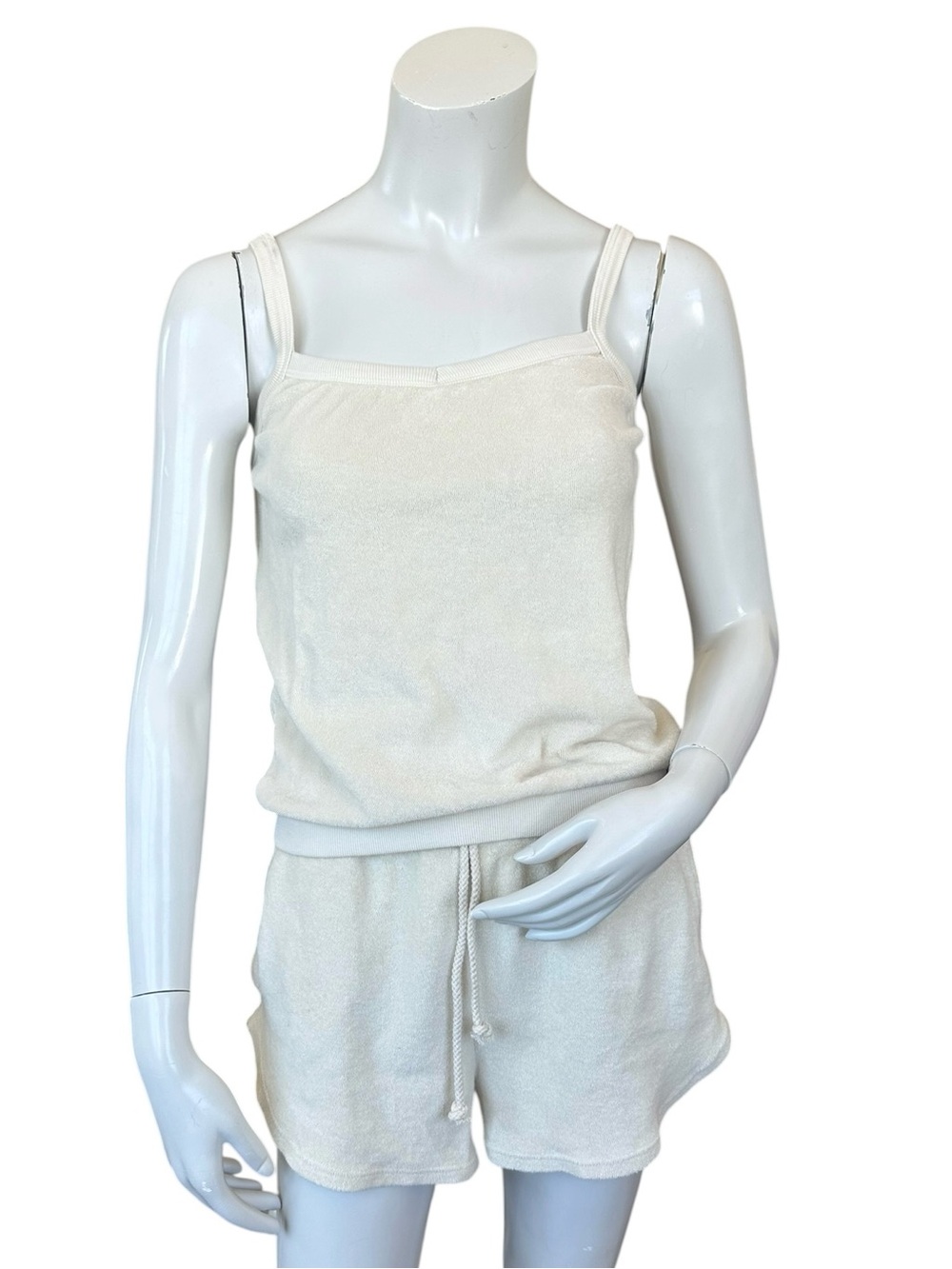 perfectwhitetee Cream Beige Terrycloth Farrah Shorts Marley Tank 2 pc set Small